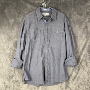 pd & c Men’s Button-Up Stretch Large Grey Long Sleeve Preppy Casual